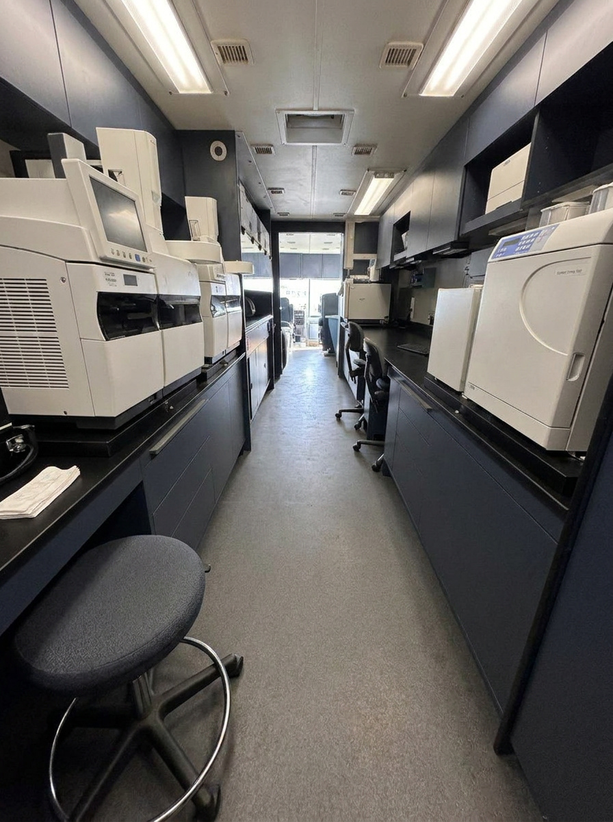 Lab interior — bench aisle