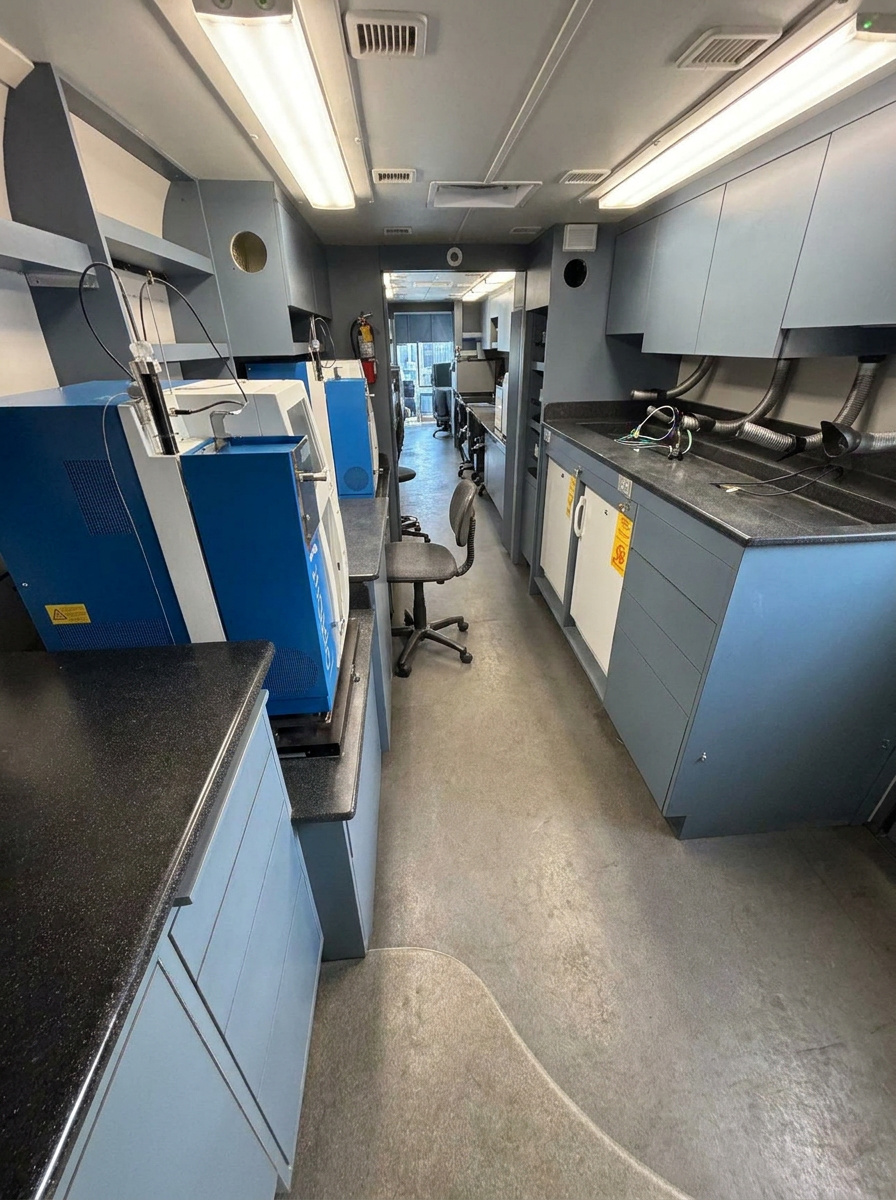 Lab — analyzers & fume hood bay