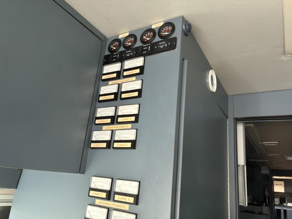 Power — dual generator control panel (Generator 1 · Generator 2 · Shore Power)
